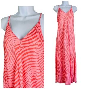 Hudson North Pink Abstract Striped Maxi Dress Size L